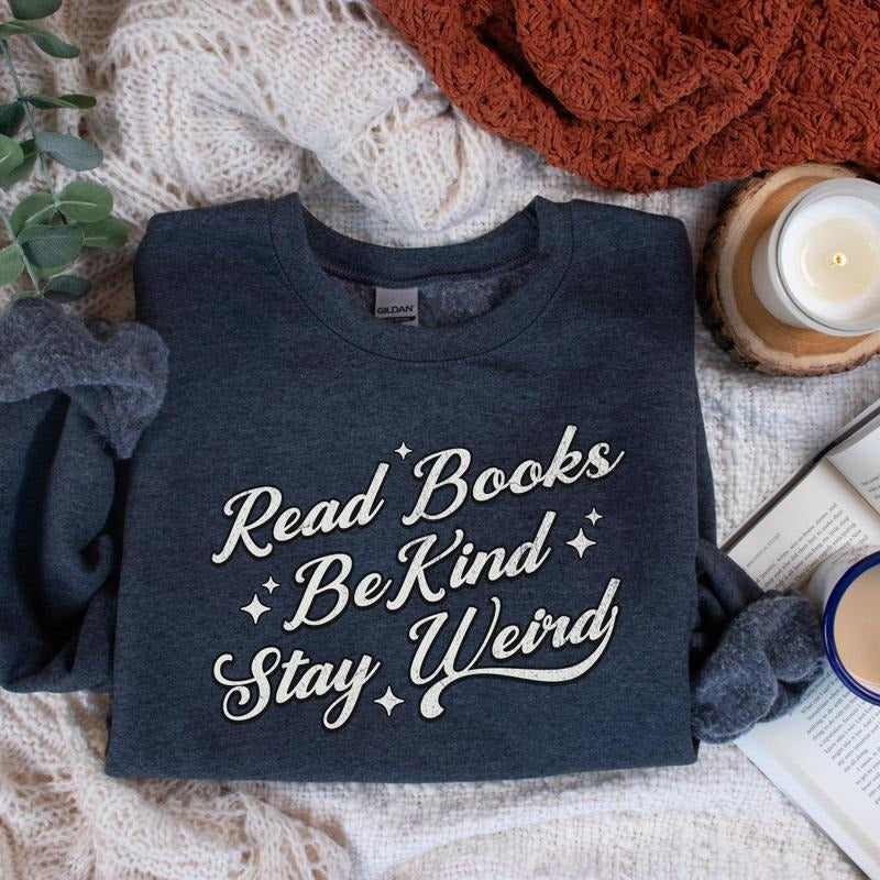 Retro Bookish Read Books Be Kind Stay Weird Bookworm - Adult & Kids T-Shirts, Sweatshirts & Hoodies apparel design preview 1