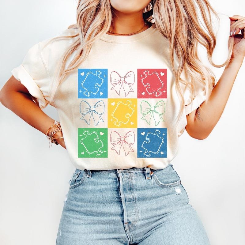 Retro Checkered Autism Awareness Coquette Mama - Adult & Kids T-Shirts, Sweatshirts & Hoodies apparel design preview 1