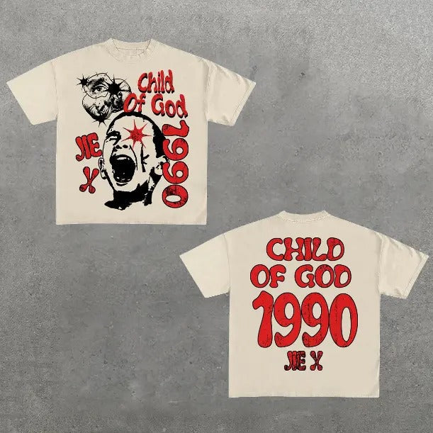Retro Child God 1990 Print Cotton Casual Y2k Hip Hop - Adult & Kids T-Shirts, Sweatshirts & Hoodies apparel design preview 1