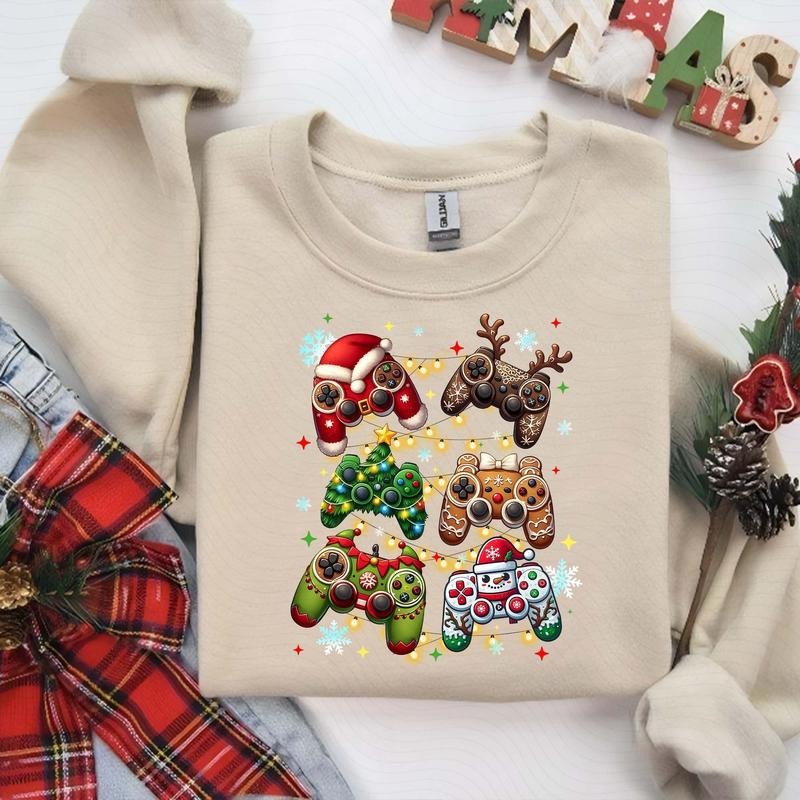 Retro Gaming Controller Santa Claus Merry 2024 - Adult & Kids T-Shirts, Sweatshirts & Hoodies apparel design preview 1