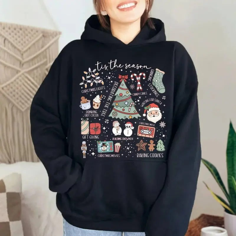 Retro Tis Season Cute Santa Festive Hot Cocoa - Adult & Kids T-Shirts, Sweatshirts & Hoodies apparel design preview 1