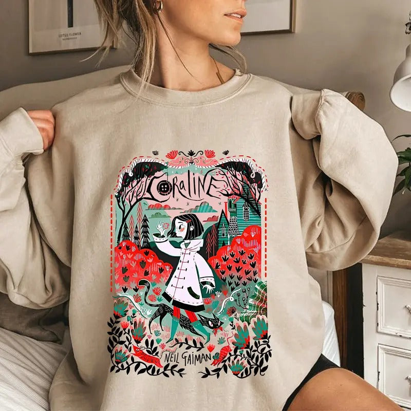 Retro Coraline Halloween Cartoon Funny Doll Friends - Adult & Kids T-Shirts, Sweatshirts & Hoodies apparel design preview 1