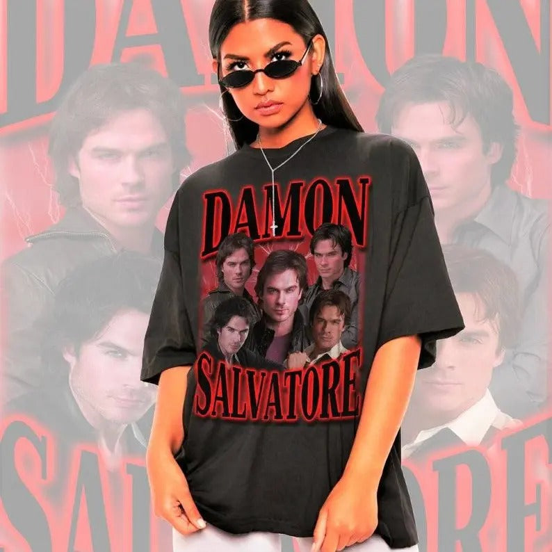 Retro Damon Salvatore - Adult & Kids T-Shirts, Sweatshirts & Hoodies apparel design preview 1