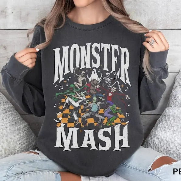 Retro Halloween Monster Mash Vintage Ghost - Adult & Kids T-Shirts, Sweatshirts & Hoodies apparel design preview 1