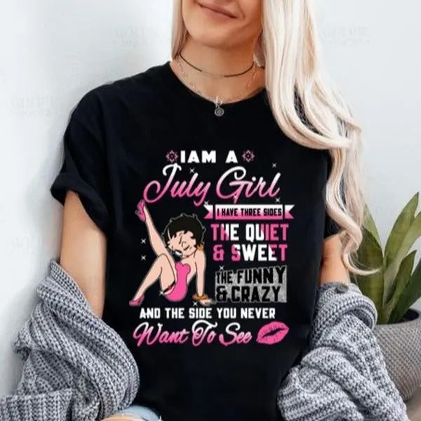 Retro I Am July Girl Betty Boop Want See Fan - Adult & Kids T-Shirts, Sweatshirts & Hoodies apparel design preview 1