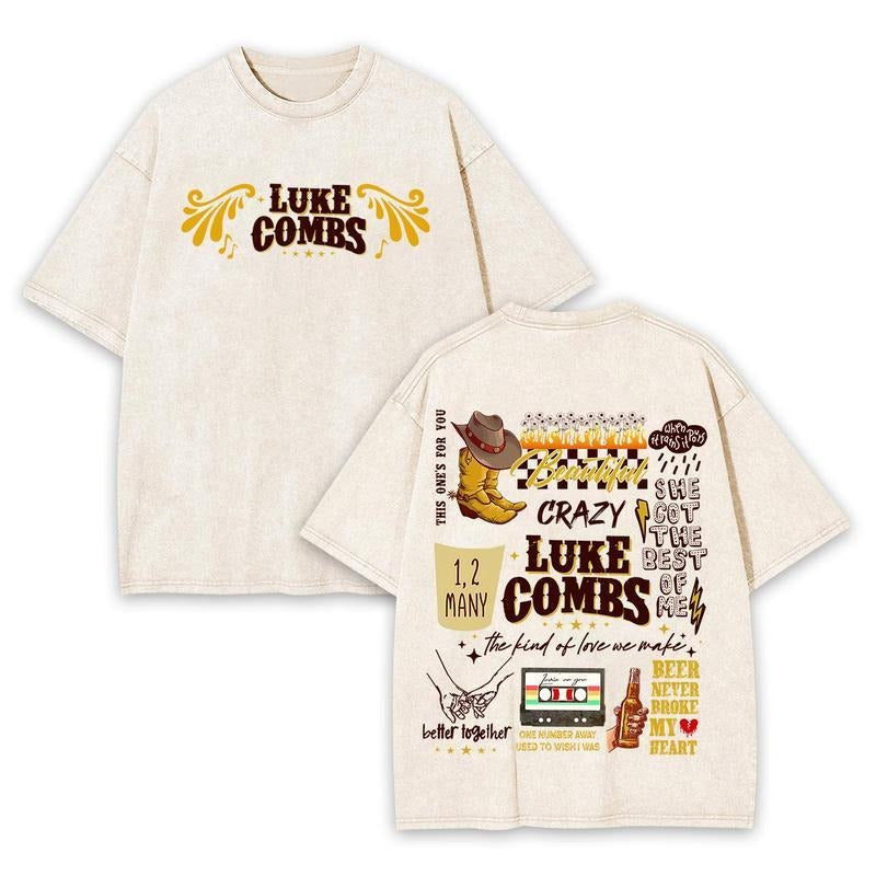 Retro Luke Beer Never Broke My Heart Combs Double - Adult & Kids T-Shirts, Sweatshirts & Hoodies apparel design preview 1