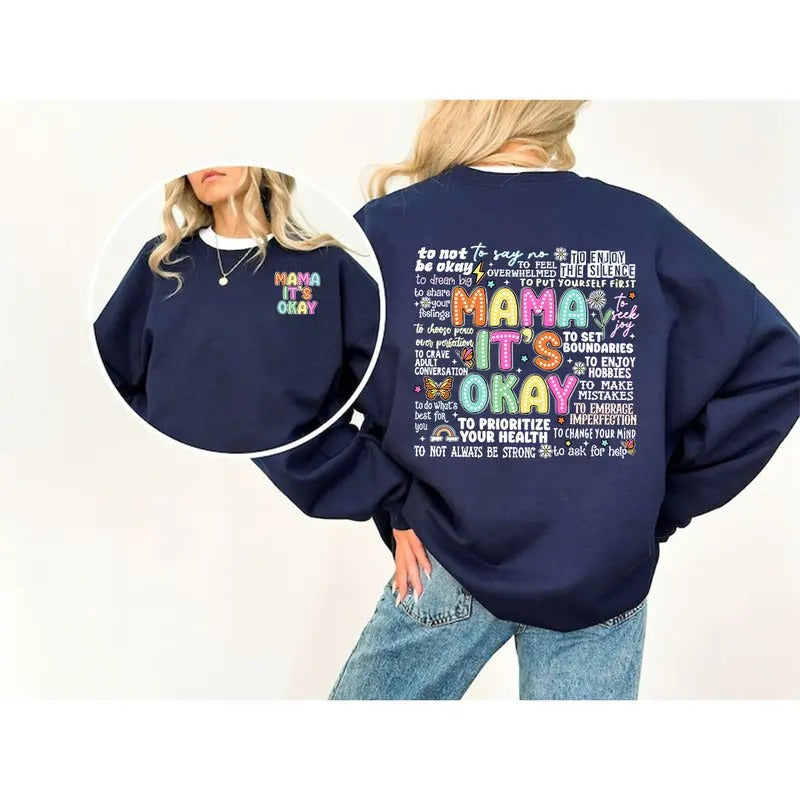 Retro Mama 'S Okay One Mental Health Breakdown - Adult & Kids T-Shirts, Sweatshirts & Hoodies apparel design preview 1