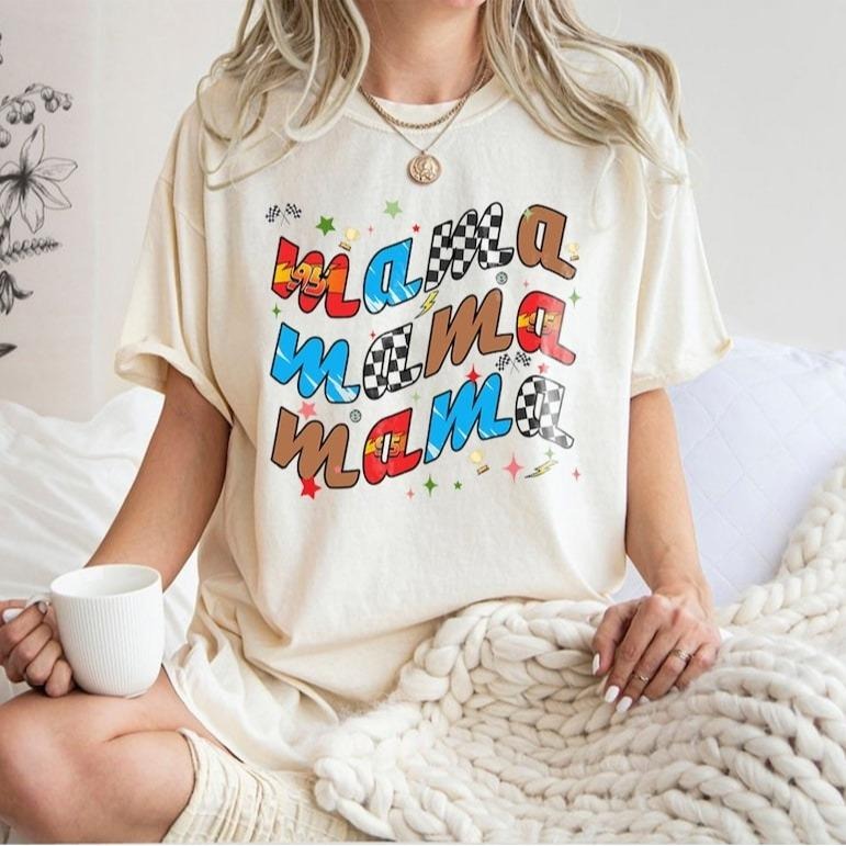 Retro Mc Que0n Cars Movie Mama Piston Cup Champion - Adult & Kids T-Shirts, Sweatshirts & Hoodies apparel design preview 1