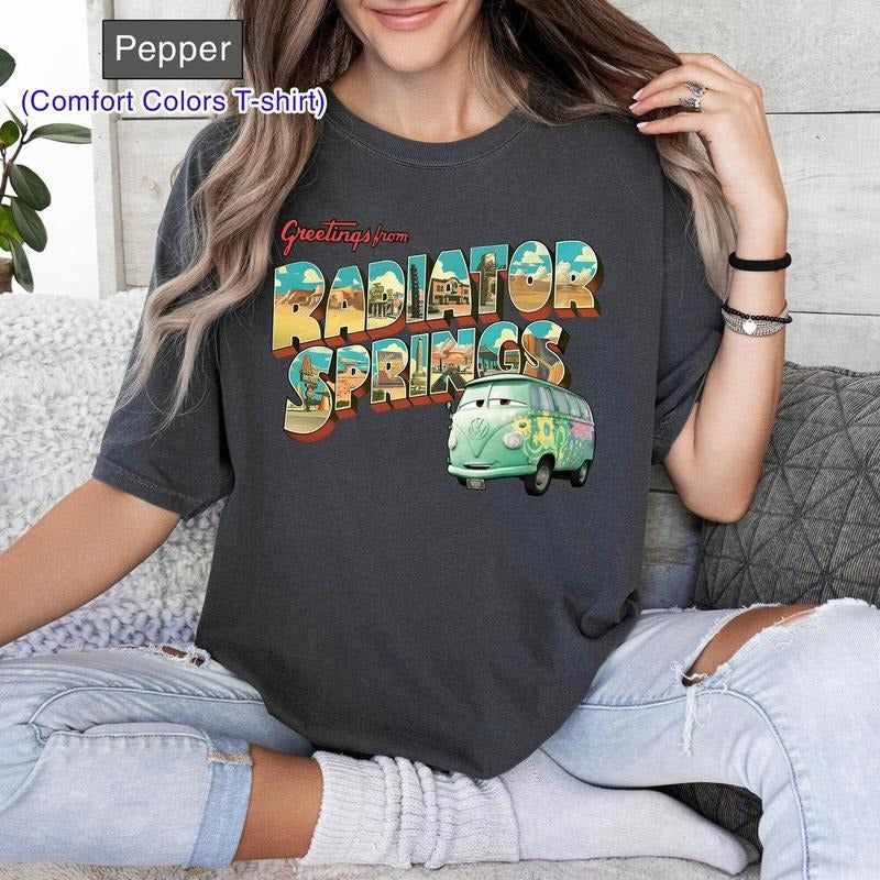 Retro Mc Que0n Cars Radiator Springs Movie Piston Cup - Adult & Kids T-Shirts, Sweatshirts & Hoodies apparel design preview 1