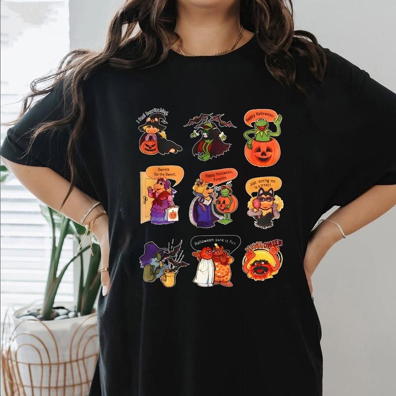 Retro Muppets Halloween Kermit Miss Piggy Animal - Adult & Kids T-Shirts, Sweatshirts & Hoodies apparel design preview 1
