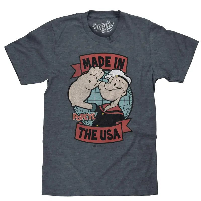 Retro Popeye Made USA Indigo Heather - Adult & Kids T-Shirts, Sweatshirts & Hoodies apparel design preview 1