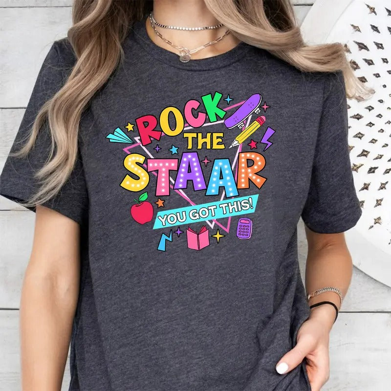 Retro Rock Staar You Got This Test Day Funny Exam - Adult & Kids T-Shirts, Sweatshirts & Hoodies apparel design preview 1