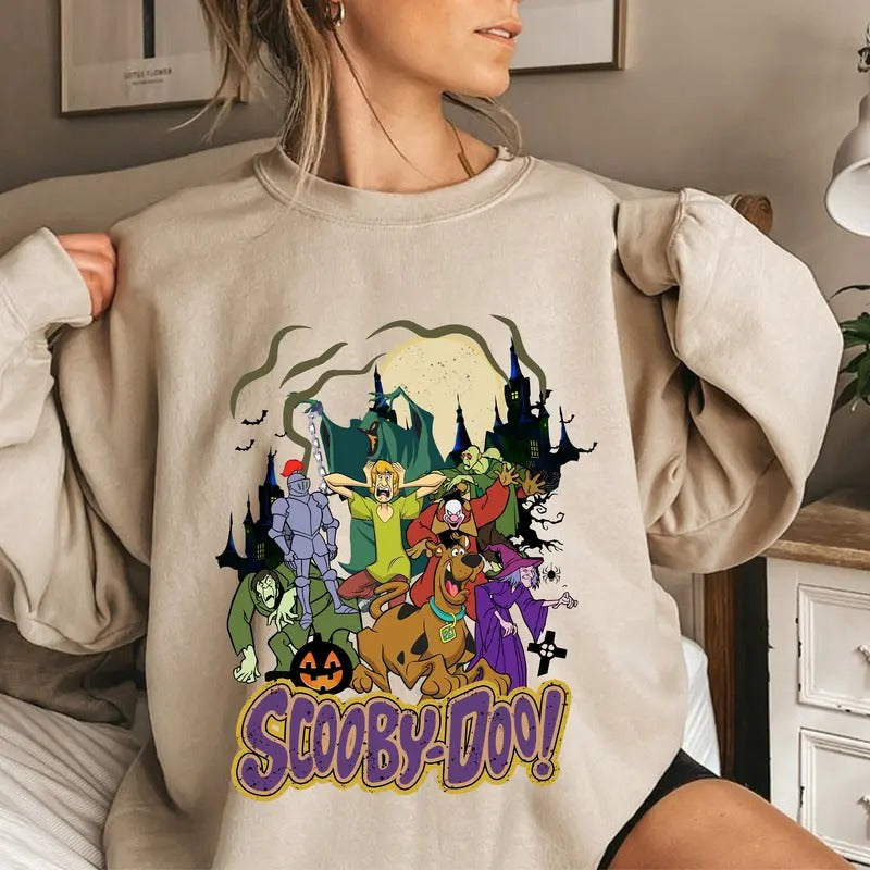 Retro Scooby Doo Spooky Movie Halloween Scary Night - Adult & Kids T-Shirts, Sweatshirts & Hoodies apparel design preview 1