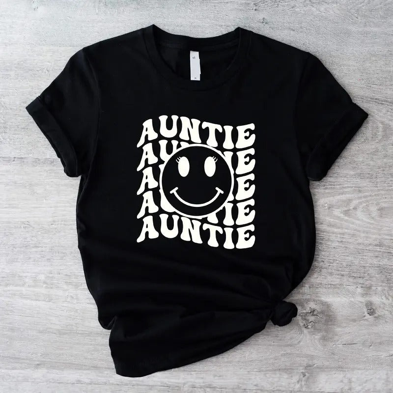 Retro Smile Face Auntie Promoted Aunt Pregnancy - Adult & Kids T-Shirts, Sweatshirts & Hoodies apparel design preview 1