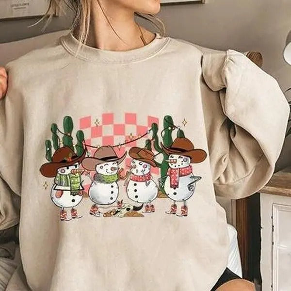 Retro Snowman Howdy Funny Western - Adult & Kids T-Shirts, Sweatshirts & Hoodies apparel design preview 1