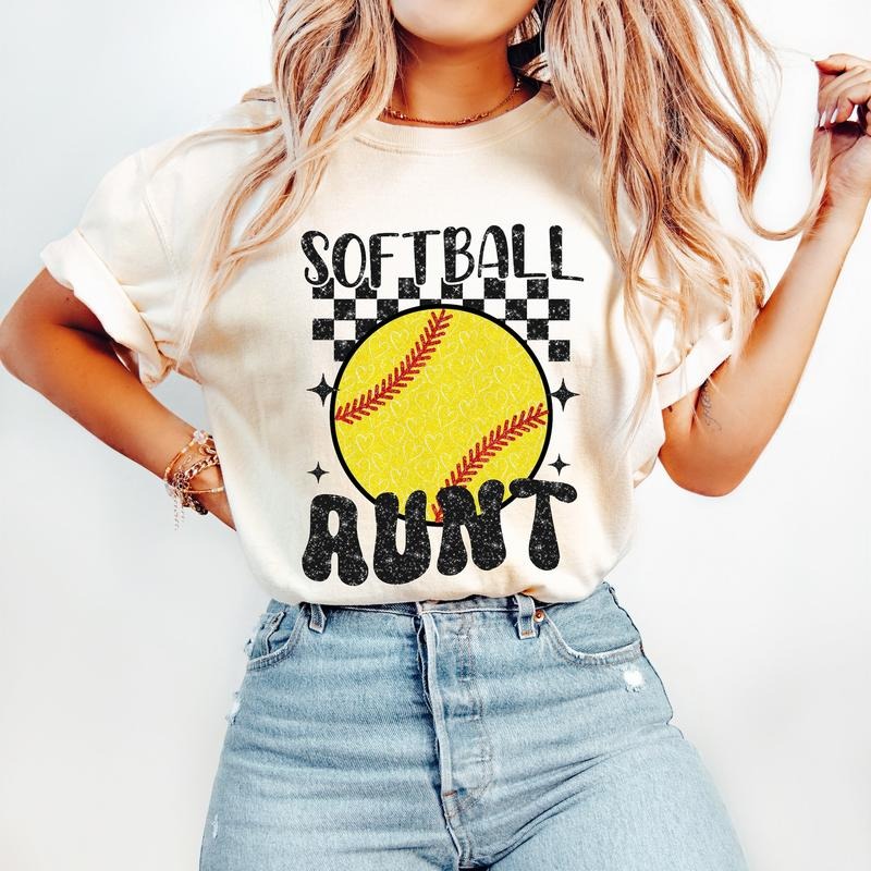 Retro Softball Aunt Sports Mom - Adult & Kids T-Shirts, Sweatshirts & Hoodies apparel design preview 1