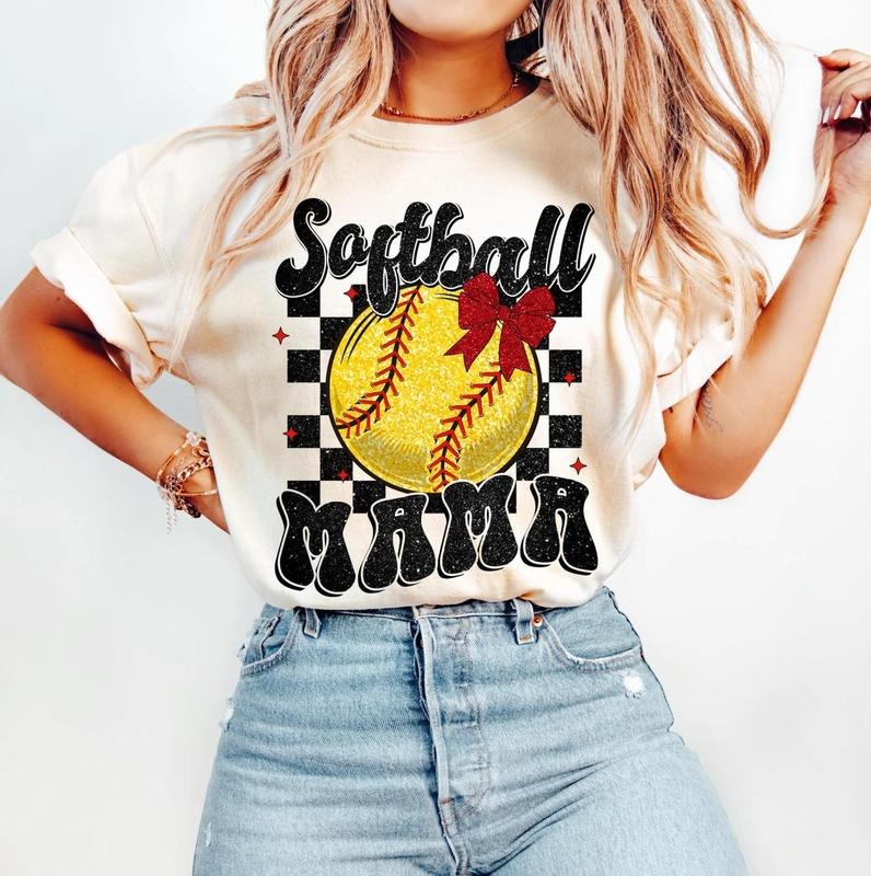 Retro Softball Bundle Mama Coquette Game Day Bow - Adult & Kids T-Shirts, Sweatshirts & Hoodies apparel design preview 1