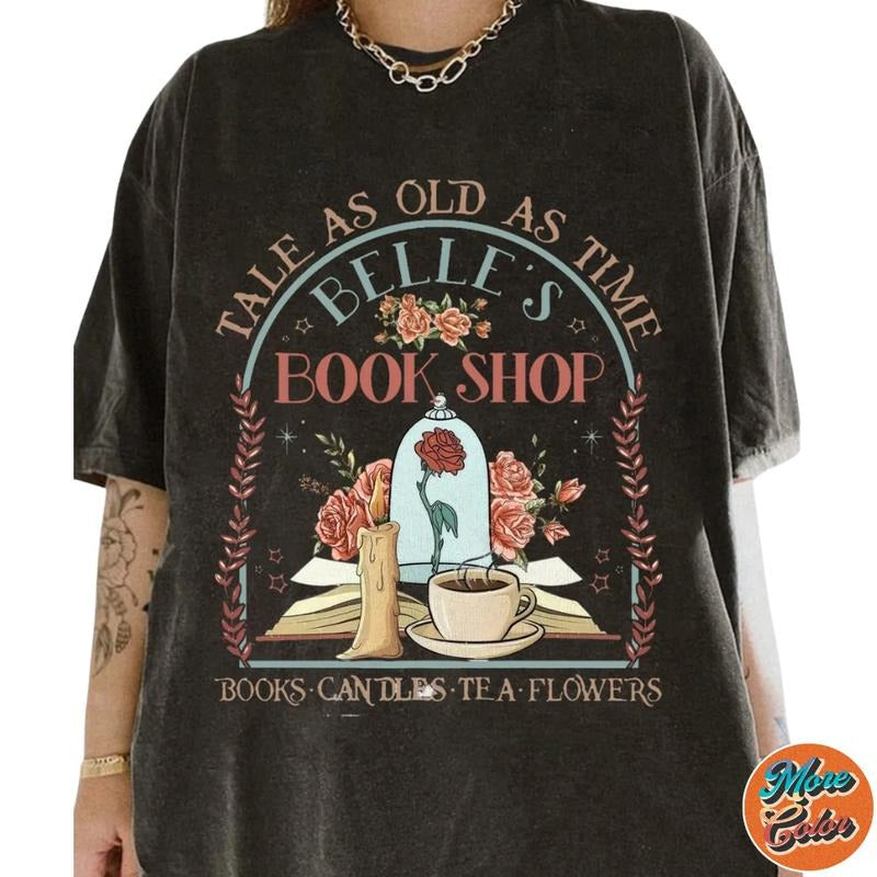 Retro Tale As Old Time Belle'S Book Movie Cotton Crew - Adult & Kids T-Shirts, Sweatshirts & Hoodies apparel design preview 1