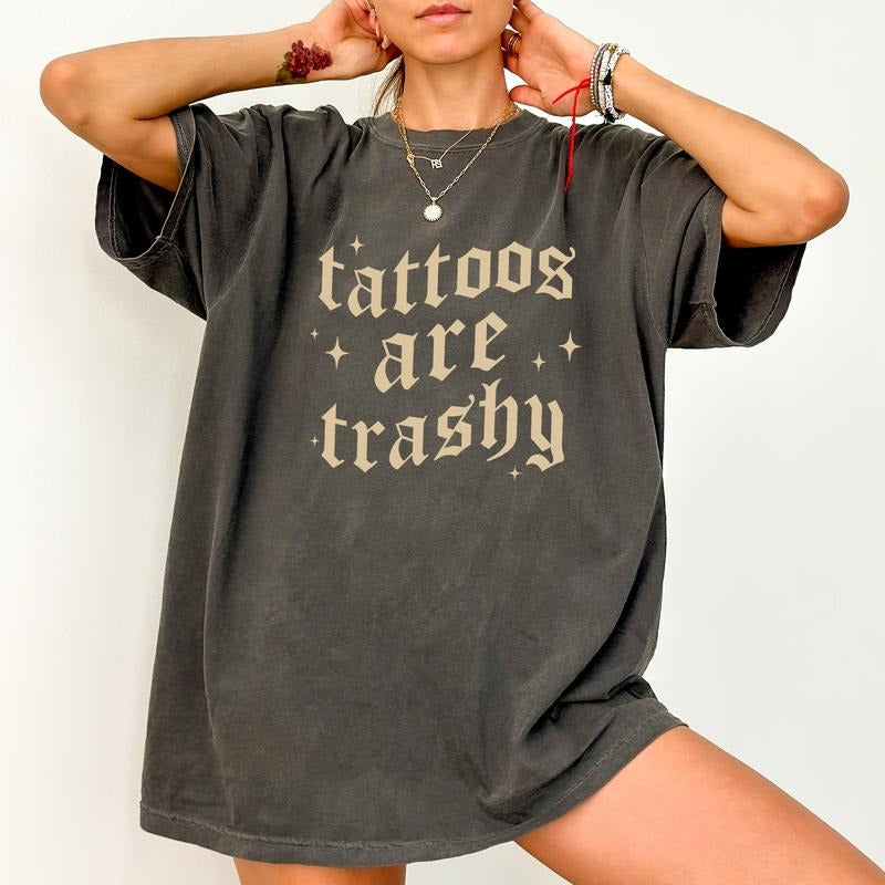 Retro Tattoos Are Trashy Comfort Colors Idiots Funny - Adult & Kids T-Shirts, Sweatshirts & Hoodies apparel design preview 1