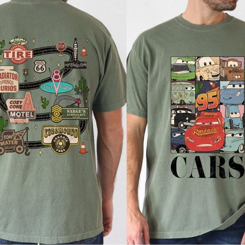 Retro Two Side Mc Que0n Cars Movie Piston Cup - Adult & Kids T-Shirts, Sweatshirts & Hoodies apparel design preview 1
