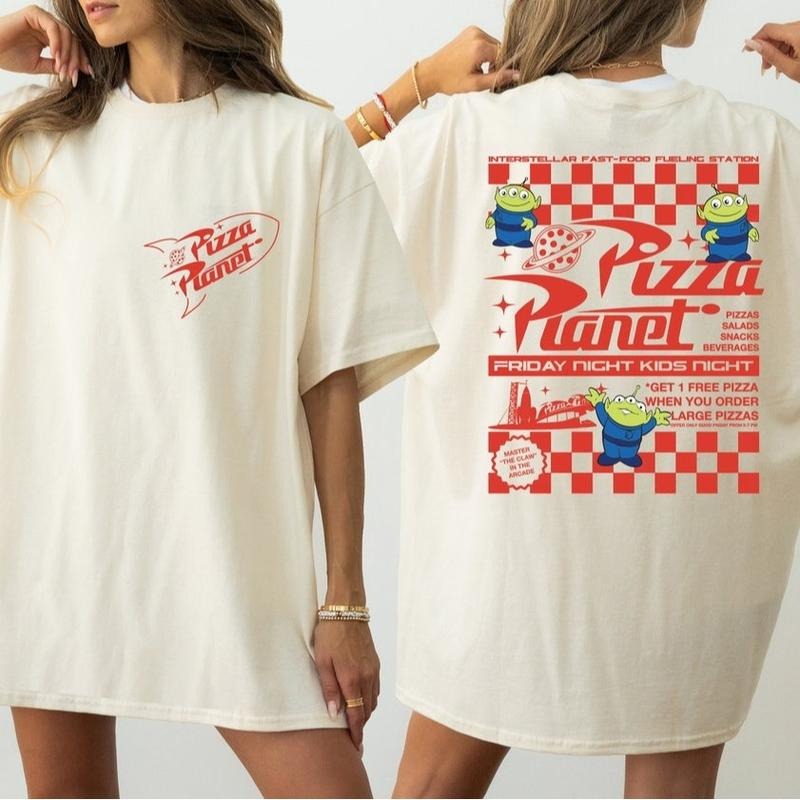 Retro Two Side Toy Pizza Planet Restaurant Lovers - Adult & Kids T-Shirts, Sweatshirts & Hoodies apparel design preview 1