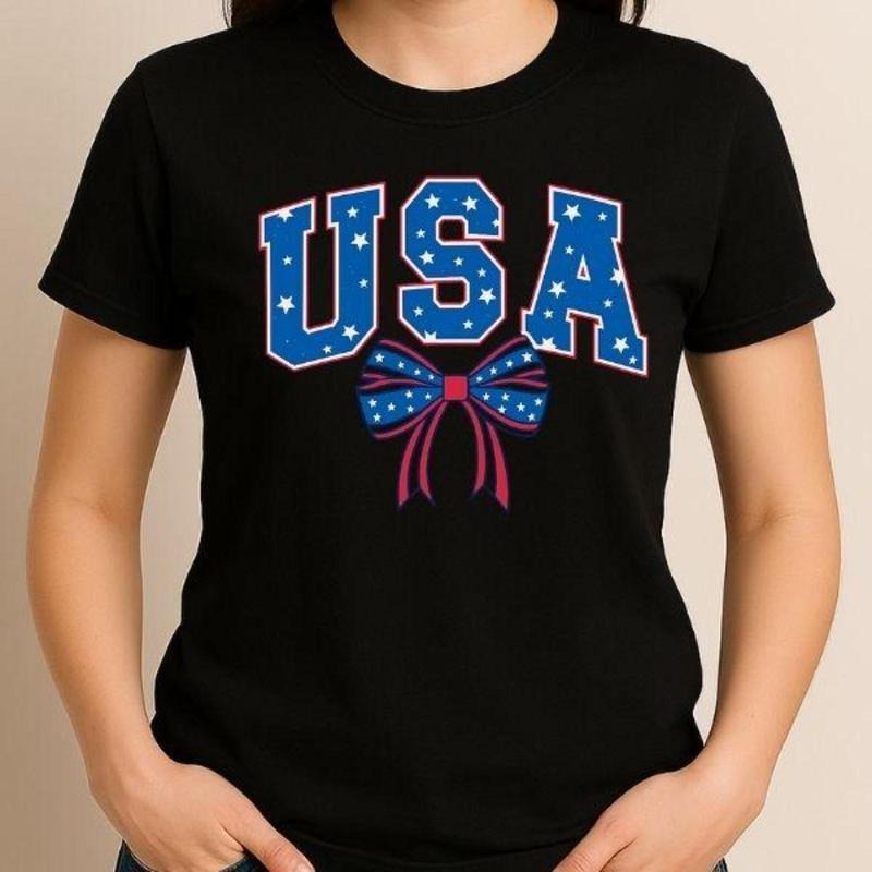 Retro USA Coquette Bow - Adult & Kids T-Shirts, Sweatshirts & Hoodies apparel design preview 1