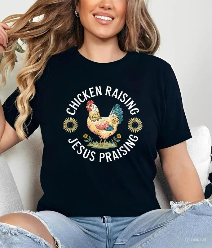 Retro Vintage Chicken Raising Jesus Praising Classic - Adult & Kids T-Shirts, Sweatshirts & Hoodies apparel design preview 1