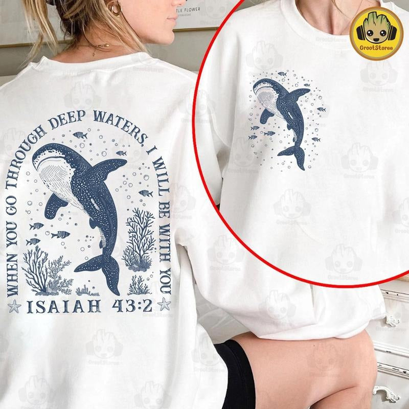 Retro When You Go Through Deep Waters Summer Beach - Adult & Kids T-Shirts, Sweatshirts & Hoodies apparel design preview 1