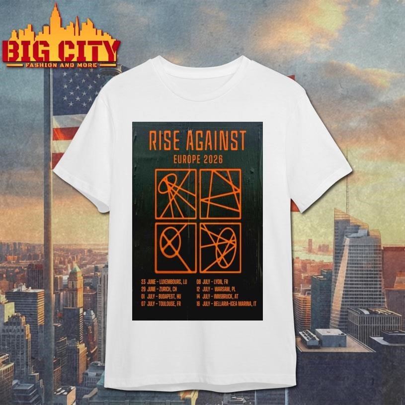 Rise Against Europe 2026 Poster - Adult & Kids T-Shirts, Sweatshirts & Hoodies apparel design preview 1