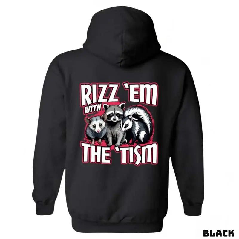 Rizz 'Em 'Tism Raccoons Skunks Both Who Enjoy Fun - Adult & Kids T-Shirts, Sweatshirts & Hoodies apparel design preview 1