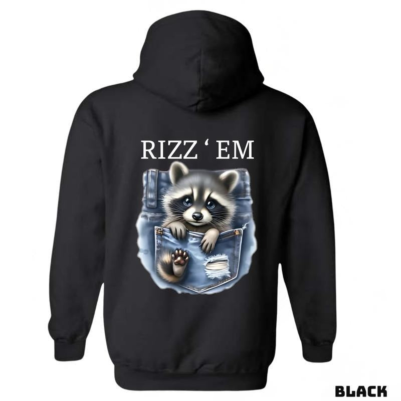 Rizz 'Em Cute Raccoon Peeking Out Pocket Fun Cozy - Adult & Kids T-Shirts, Sweatshirts & Hoodies apparel design preview 1