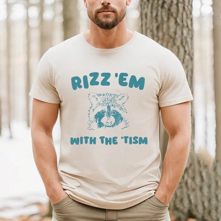 Rizz Em Tism Vintage Funny Nostalgia Relaxed Cotton - Adult & Kids T-Shirts, Sweatshirts & Hoodies apparel design preview 1