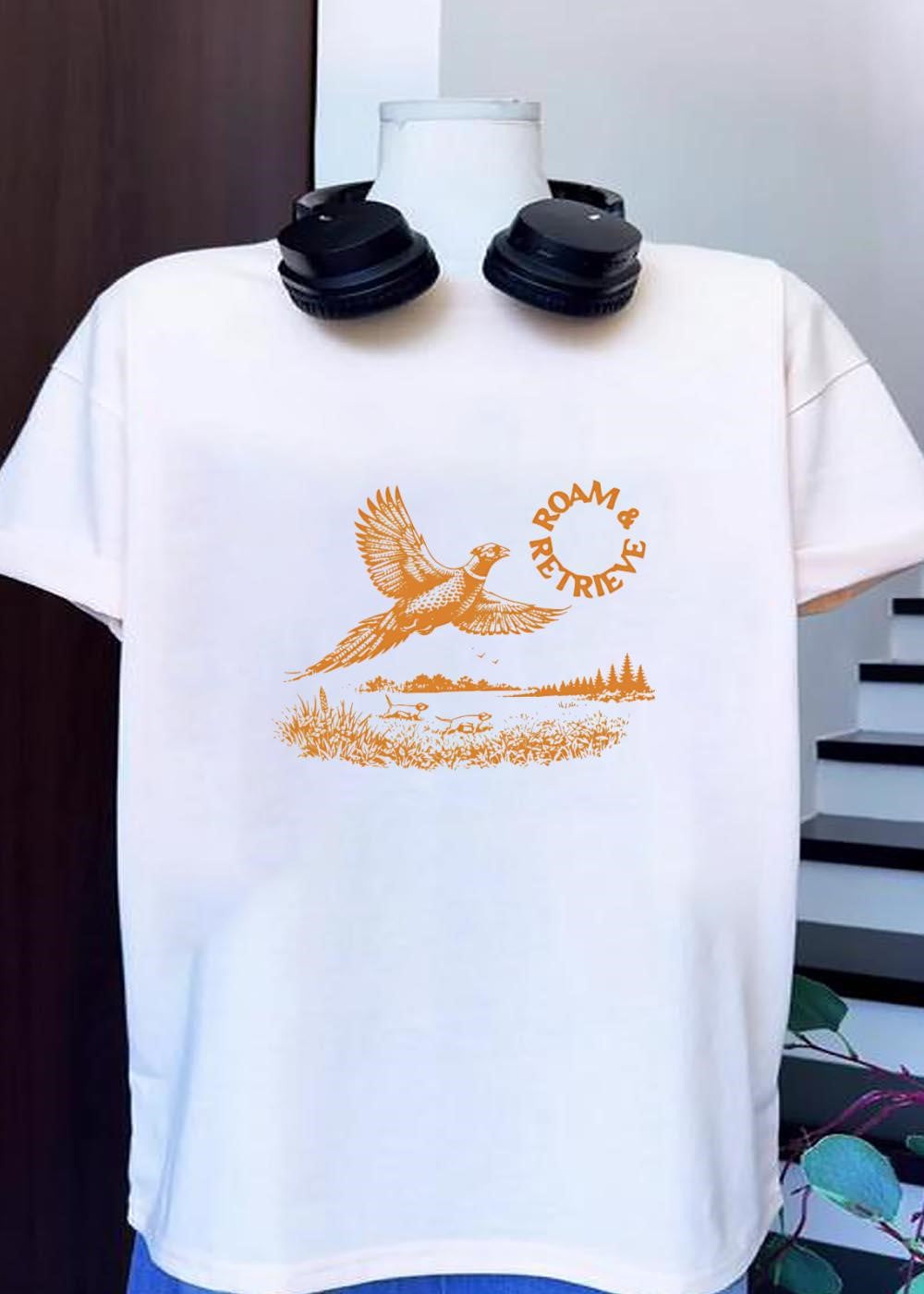 Roam Retrieve Pheasant Flying Hunting Field Dog - Adult & Kids T-Shirts, Sweatshirts & Hoodies apparel design preview 1