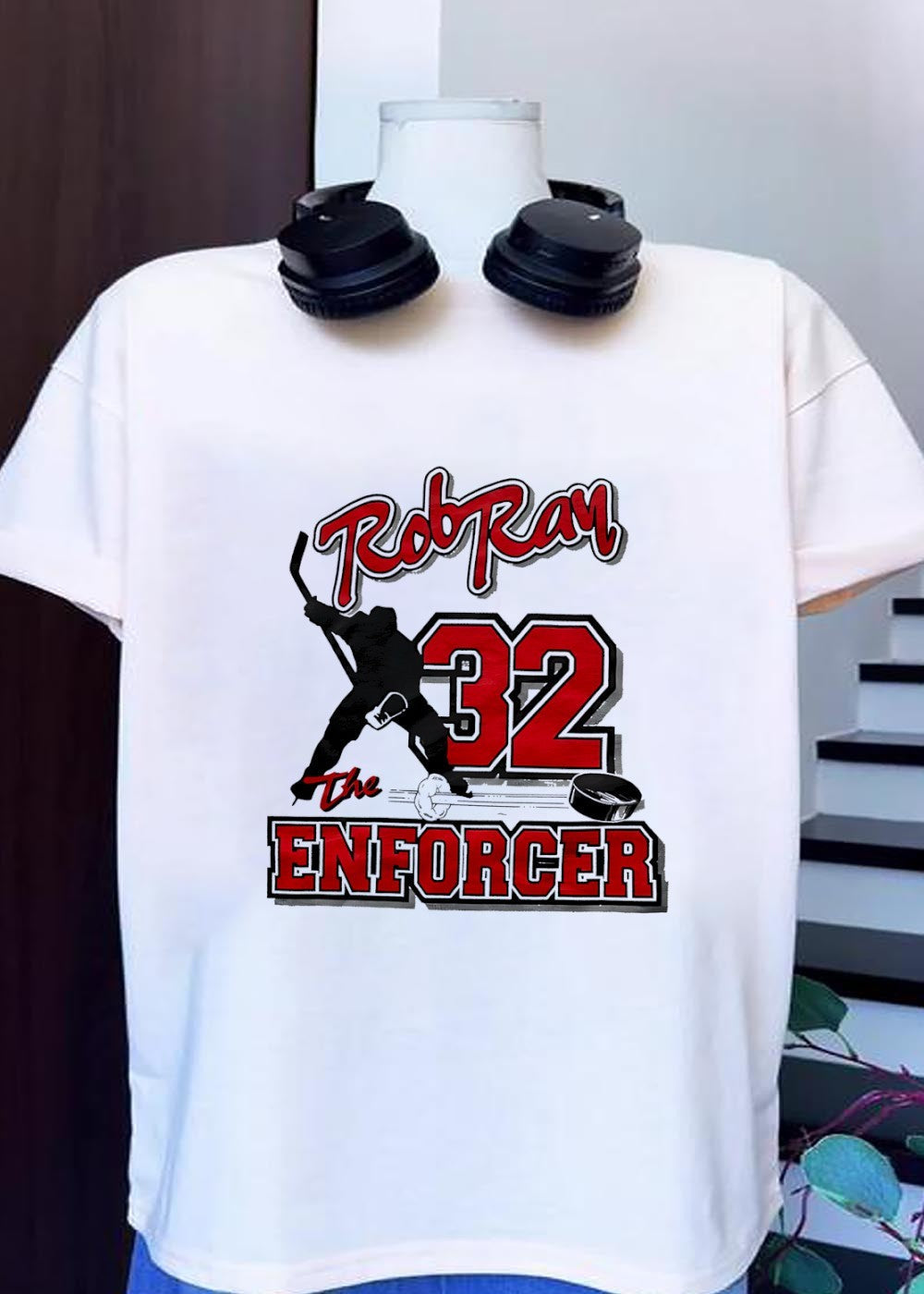 Rob Ray The Enforcer 32 Hockey Player Silhouette - Adult & Kids T-Shirts, Sweatshirts & Hoodies apparel design preview 1