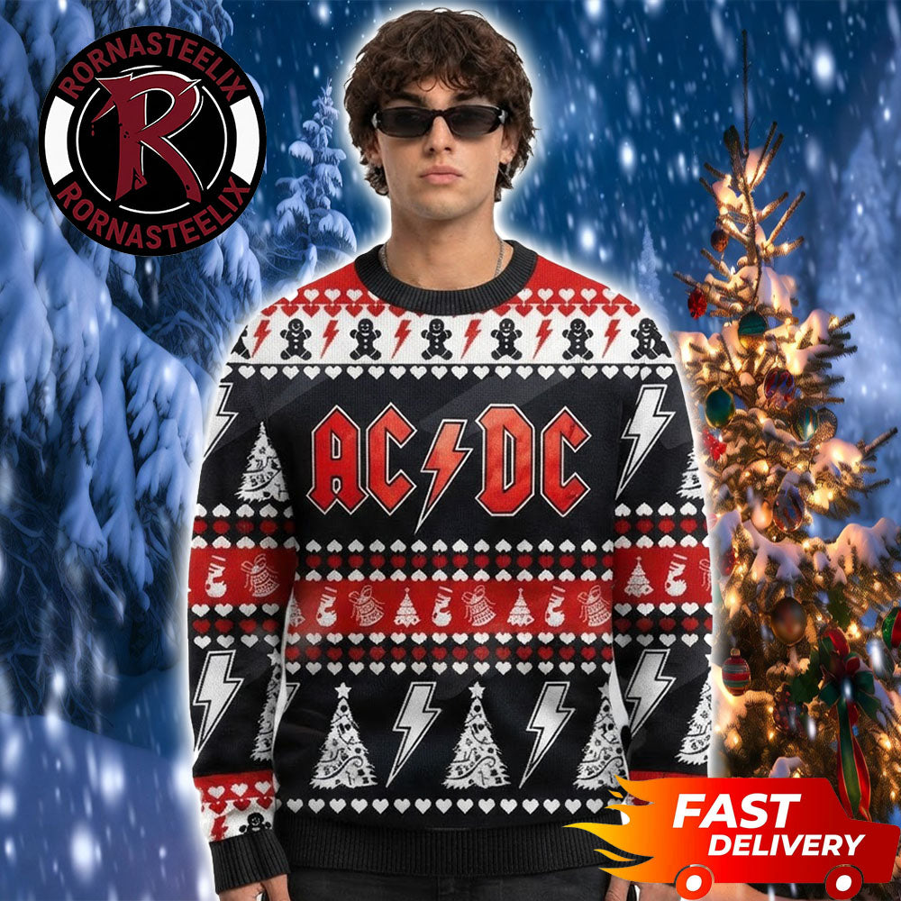 Rock N Roll Holiday Gift Merry Christmas ACDC Ugly Christmas Sweater - Holiday Gift product image