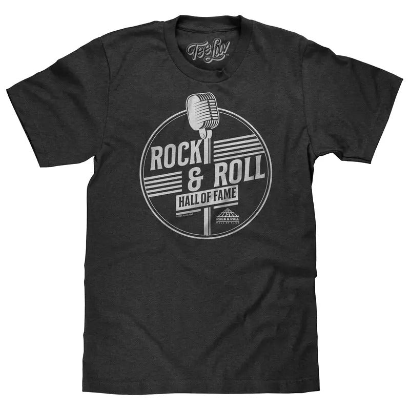 Rock Roll Hall Fame Retro Microphone Charcoal Gray - Adult & Kids T-Shirts, Sweatshirts & Hoodies apparel design preview 1