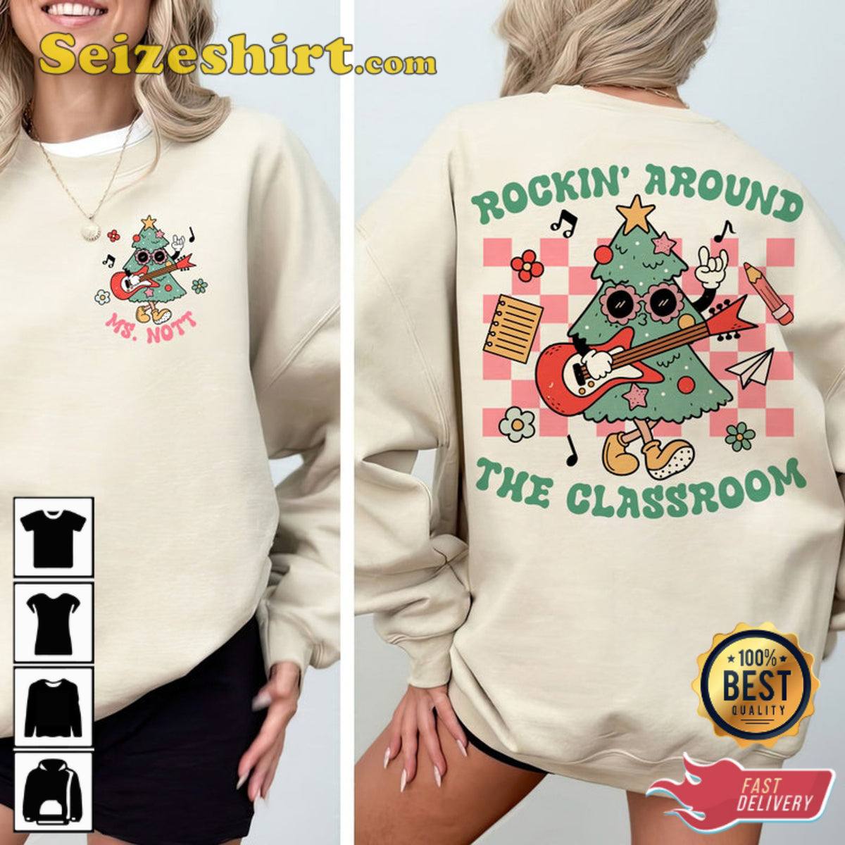 Rockin Around The Classroom, Teacher , Teacher Gifts Christmas Sweater - Holiday Gift product image 2