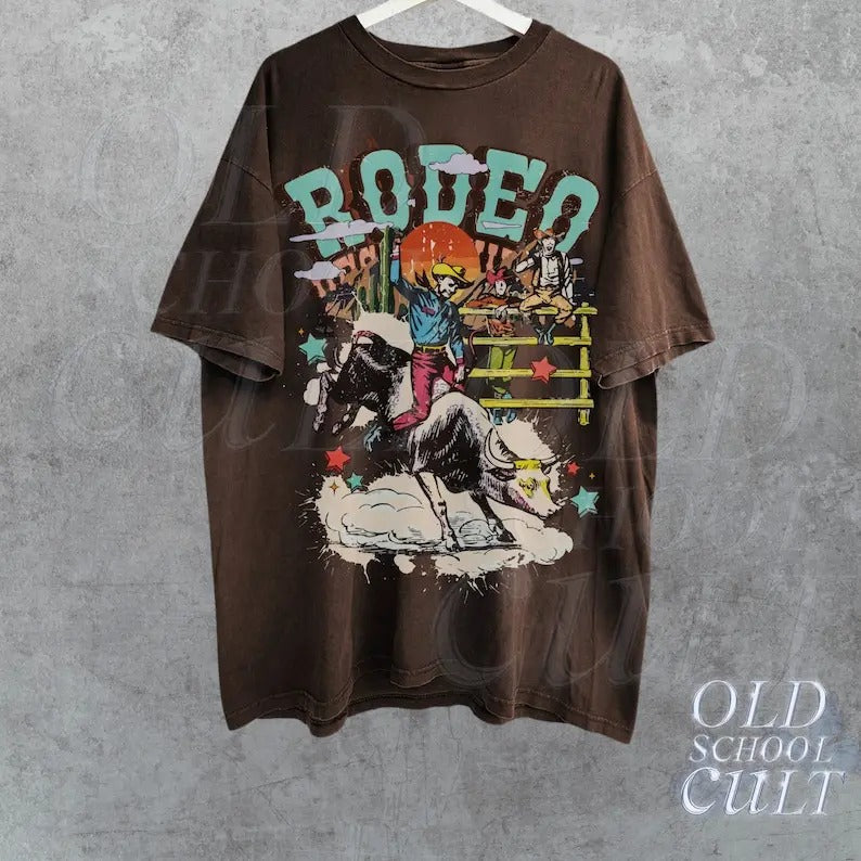 Rodeo Western Cowboy Vintage 90s Retro Oversize - Adult & Kids T-Shirts, Sweatshirts & Hoodies apparel design preview 1