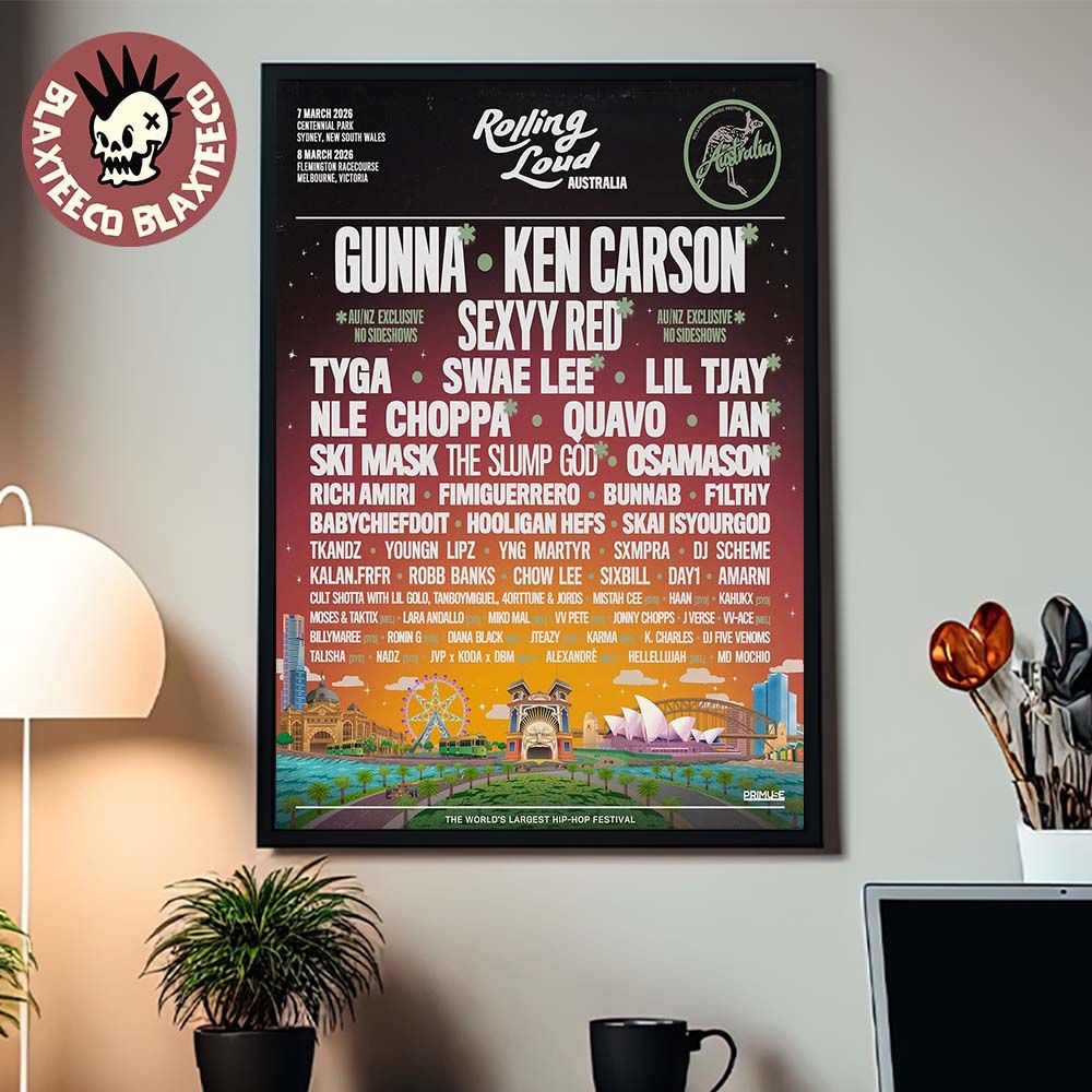Rolling Loud Australia 2026 Festival Full Lineup In - Adult & Kids T-Shirts, Sweatshirts & Hoodies apparel design preview 1