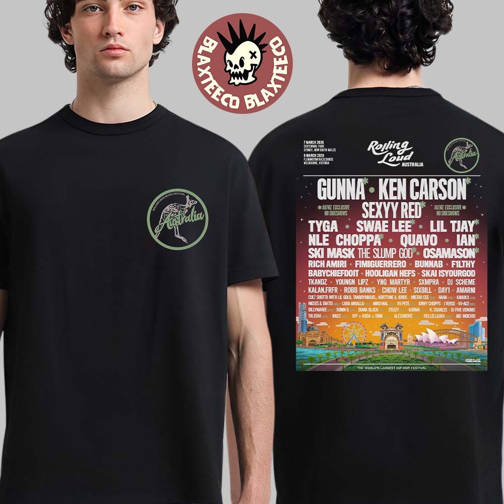 Rolling Loud Australia 2026 Festival Full Lineup In - Adult & Kids T-Shirts, Sweatshirts & Hoodies apparel design preview 1