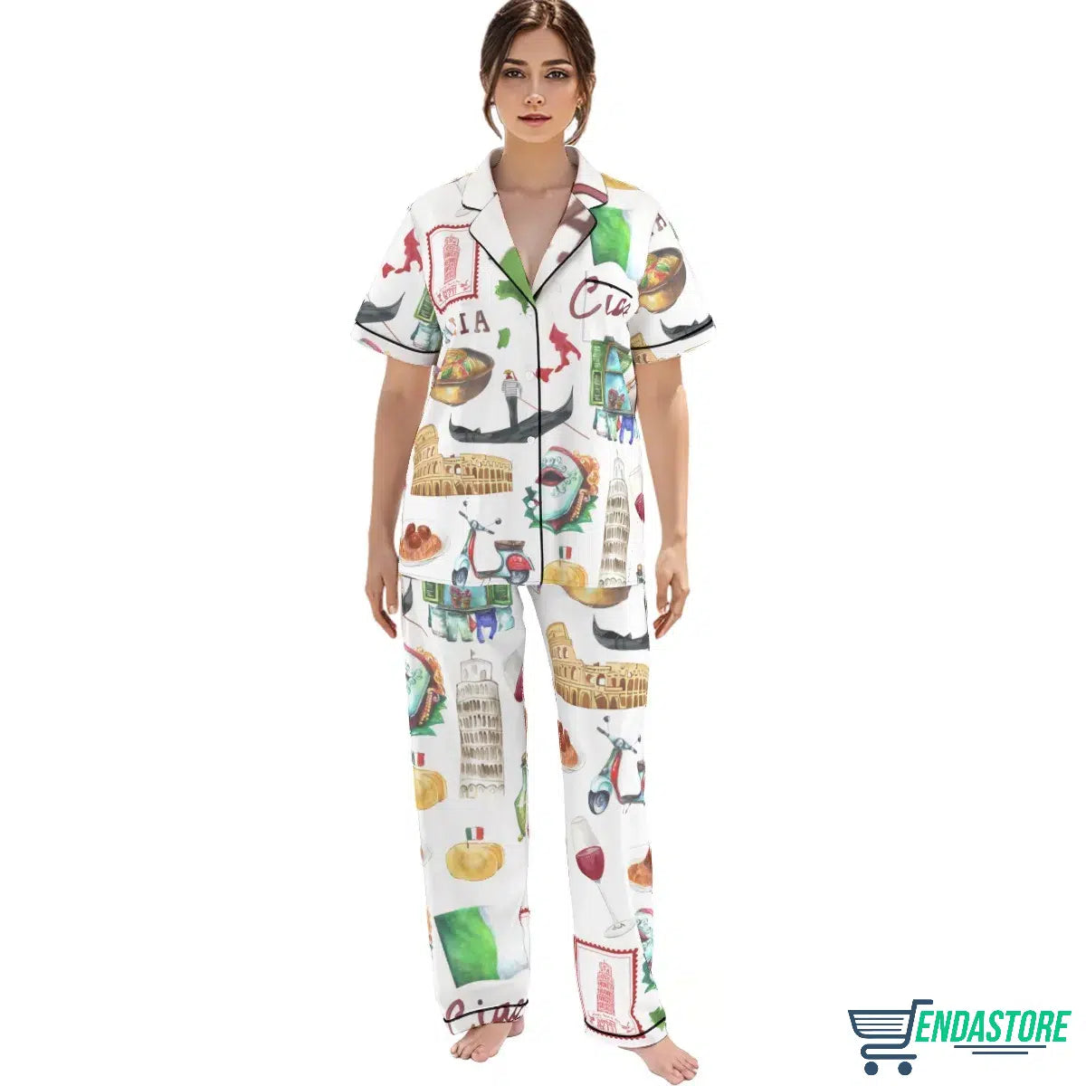 Rome Italy Travel Jubilee Satin Pajama Set 3D Sweater - Gift Idea product image 2