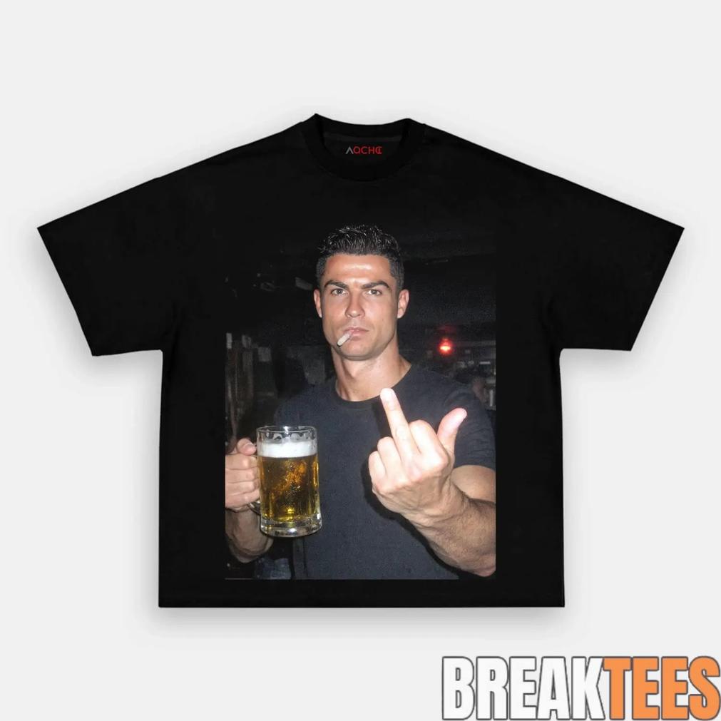Ronaldo Drunk After Hours Middle Finger - Adult & Kids T-Shirts, Sweatshirts & Hoodies apparel design preview 1