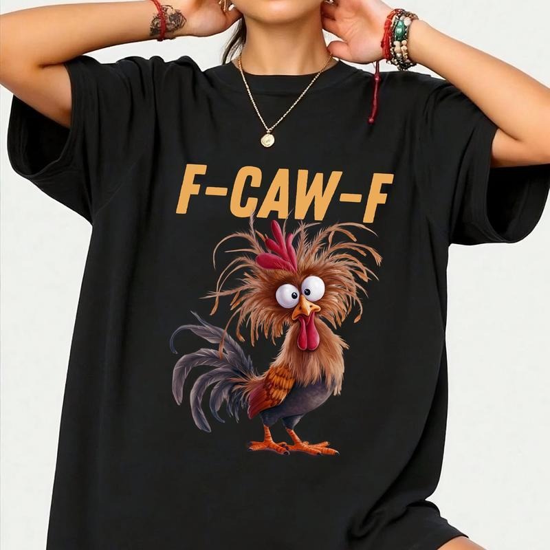 Rooster F Caw Chicken Middle Finger Meme Humor Silly - Adult & Kids T-Shirts, Sweatshirts & Hoodies apparel design preview 1