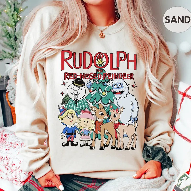Rudolph Red Nosed Reindeer Vintage Xmas - Adult & Kids T-Shirts, Sweatshirts & Hoodies apparel design preview 1