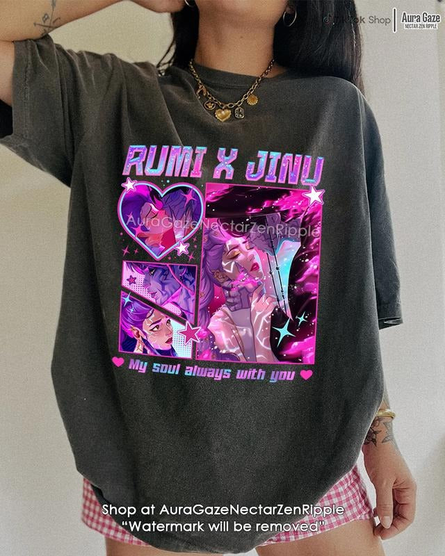 Rumi Jinu 2 KPop Demon Hunters Comfort Colors Fan - Adult & Kids T-Shirts, Sweatshirts & Hoodies apparel design preview 1