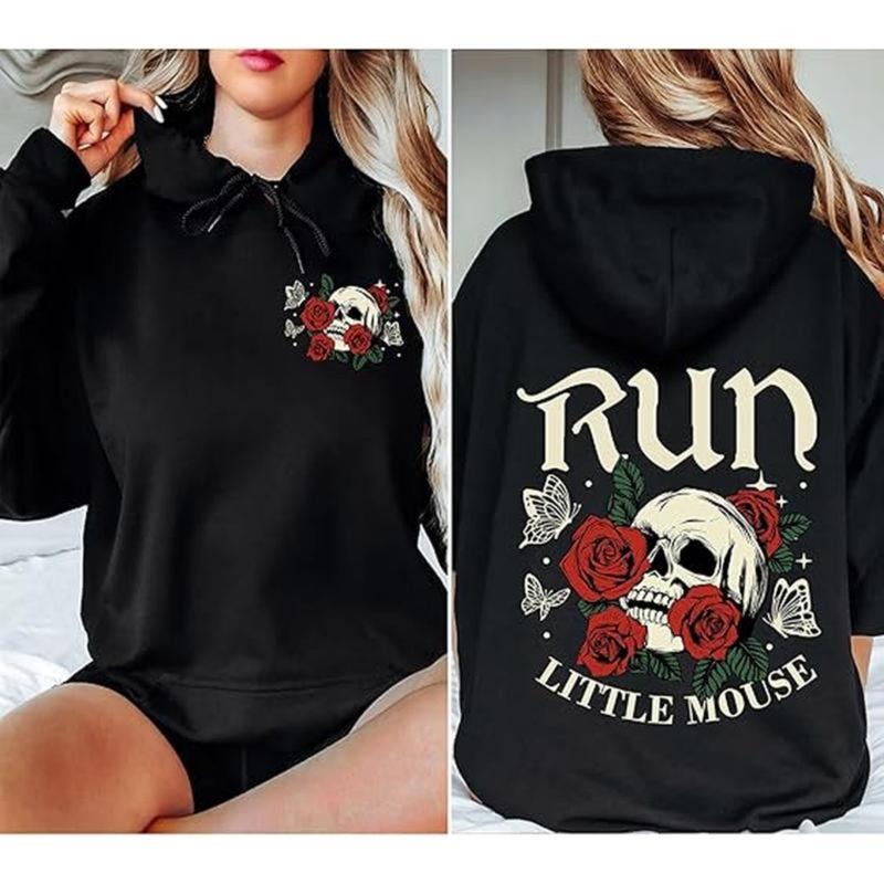 Run Little Mouse 2 Sides Haunting Adeline Roses Skull - Adult & Kids T-Shirts, Sweatshirts & Hoodies apparel design preview 1