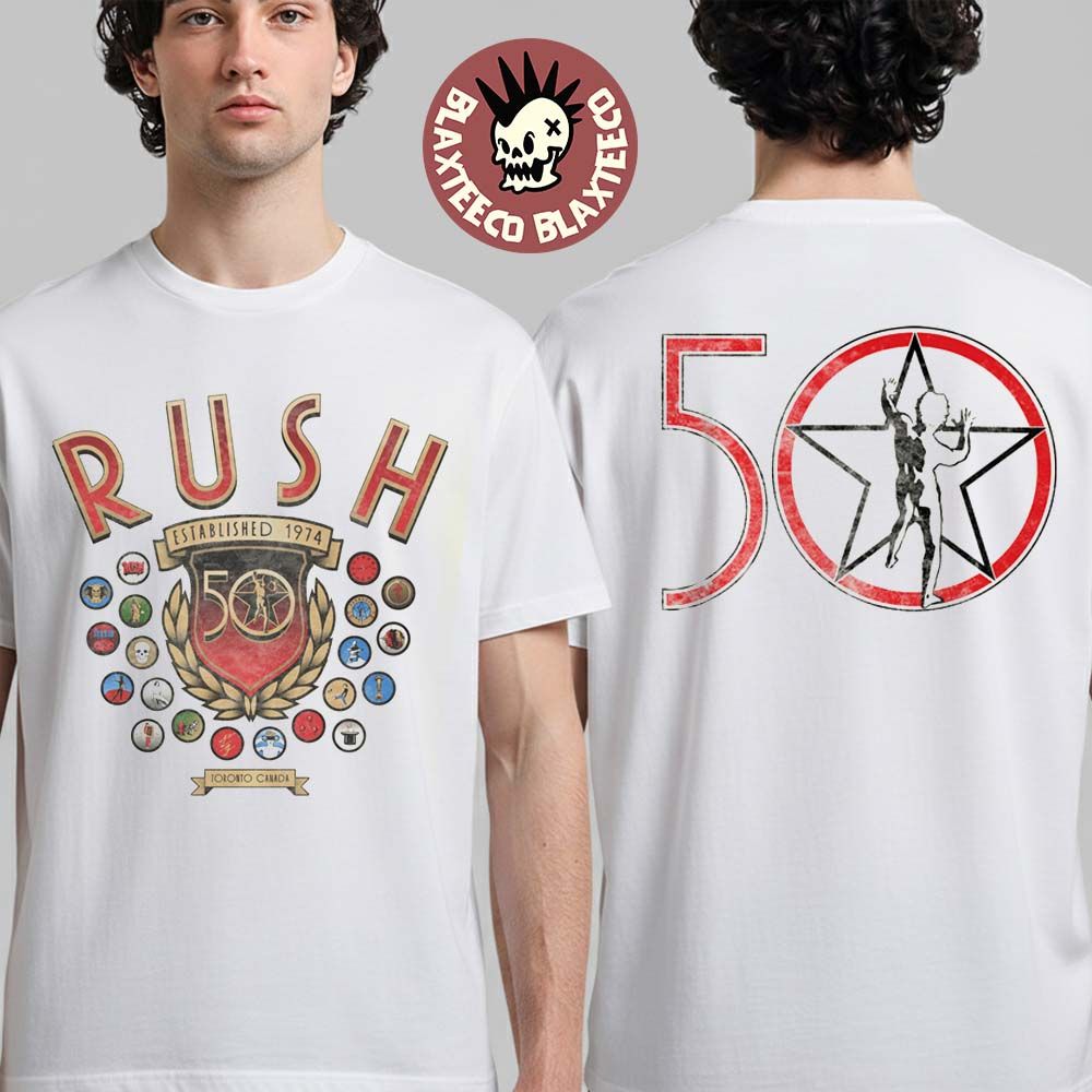 Rush 50th Anniversary Merch Established 1974 R50 - Adult & Kids T-Shirts, Sweatshirts & Hoodies apparel design preview 1
