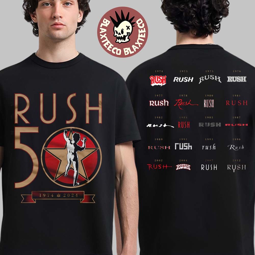 Rush 50th Anniversary Merch R50 Studio Logo List Two - Adult & Kids T-Shirts, Sweatshirts & Hoodies apparel design preview 1