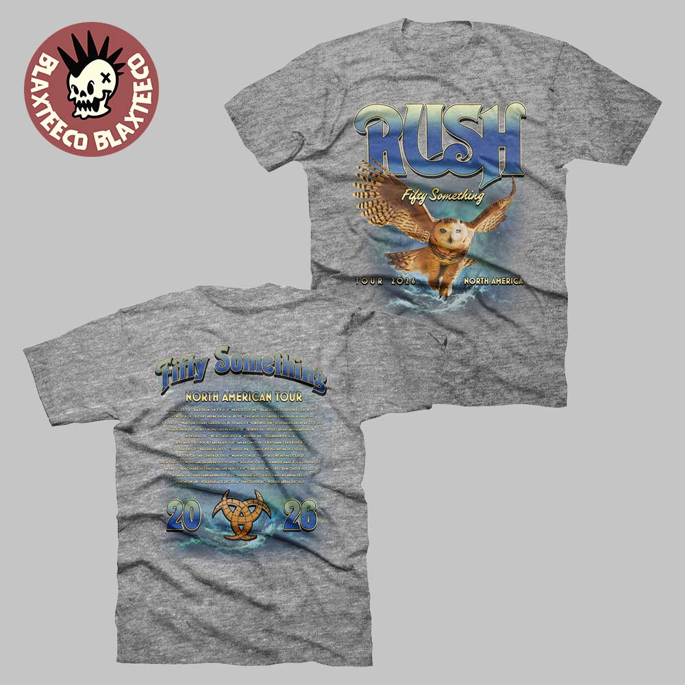 Rush Fifty Something Tour 2026 Merch Grey Owl Two - Adult & Kids T-Shirts, Sweatshirts & Hoodies apparel design preview 1