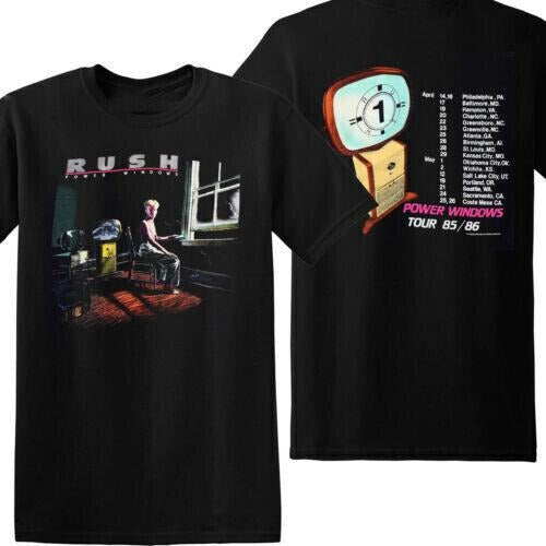 Rush Power Windows Tour 1985 Black Band Concert 80s - Adult & Kids T-Shirts, Sweatshirts & Hoodies apparel design preview 1